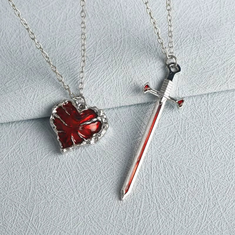 Heart Sword Couple Necklace