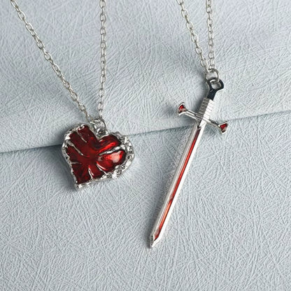 Heart Sword Couple Necklace