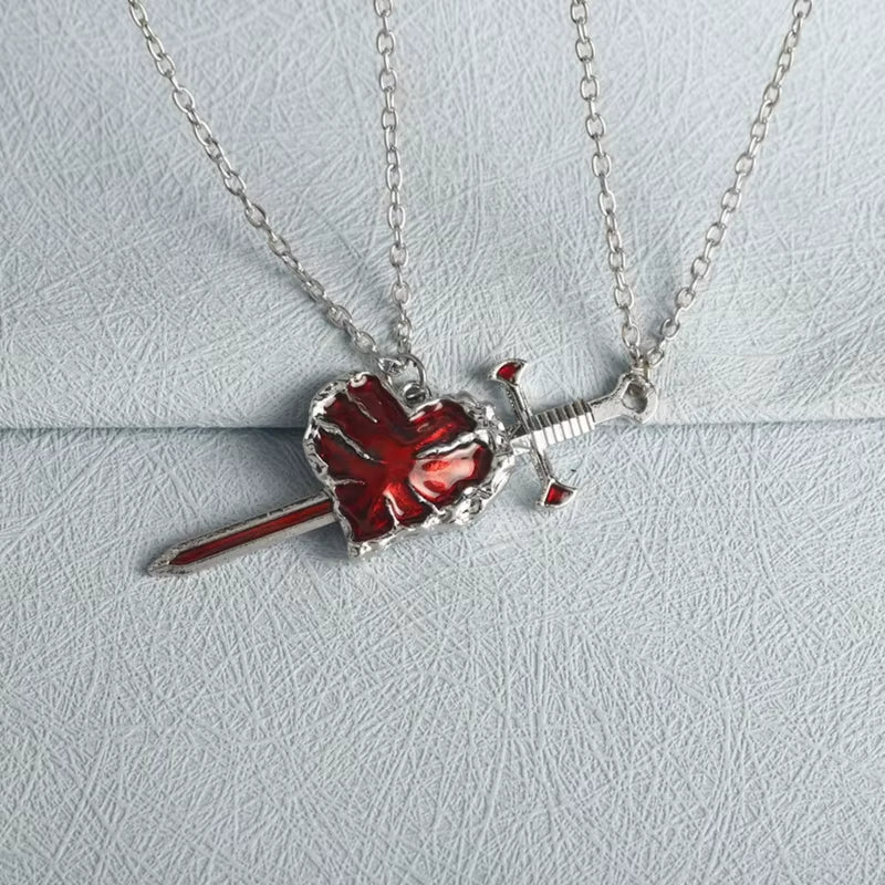 Heart Sword Couple Necklace